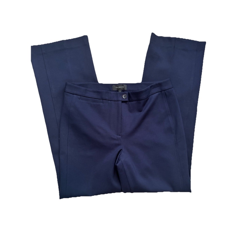 Talbots Women's Dress Pants Navy Blue Size 10 Stretch Straight Leg Mid Rise